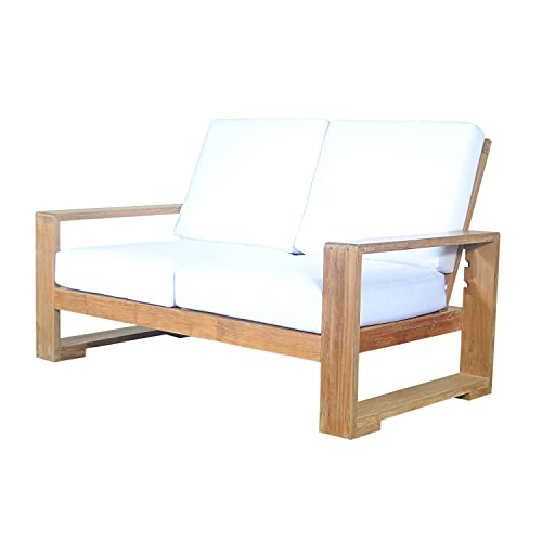 Anderson Teak DS-802 Capistrano Deep Seating Loveseat Modern Sofa, Golden Honey Teak