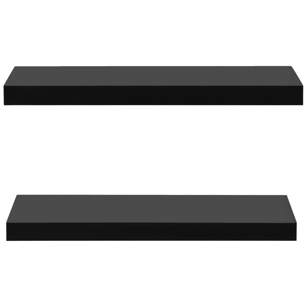 vidaXL Floating Wall Mounted Shelves Set of 2, Black, Ideal for Displaying Awards, Books, Collectables, Durable MDF, 23.6&quot;x7.9&quot;x1.5&quot;