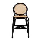 Bali & pari Ayana Mid-Century Modern Two-Tone Black and Natural Brown Rattan Counter Stool