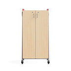 Safco Products 3935RED Whiffle Typical 15, Double Column 14-Tote 2-Shelf Doored Rolling Storage Cart with Magnetic Dry-Erase Back, Red, 60" H, Tall