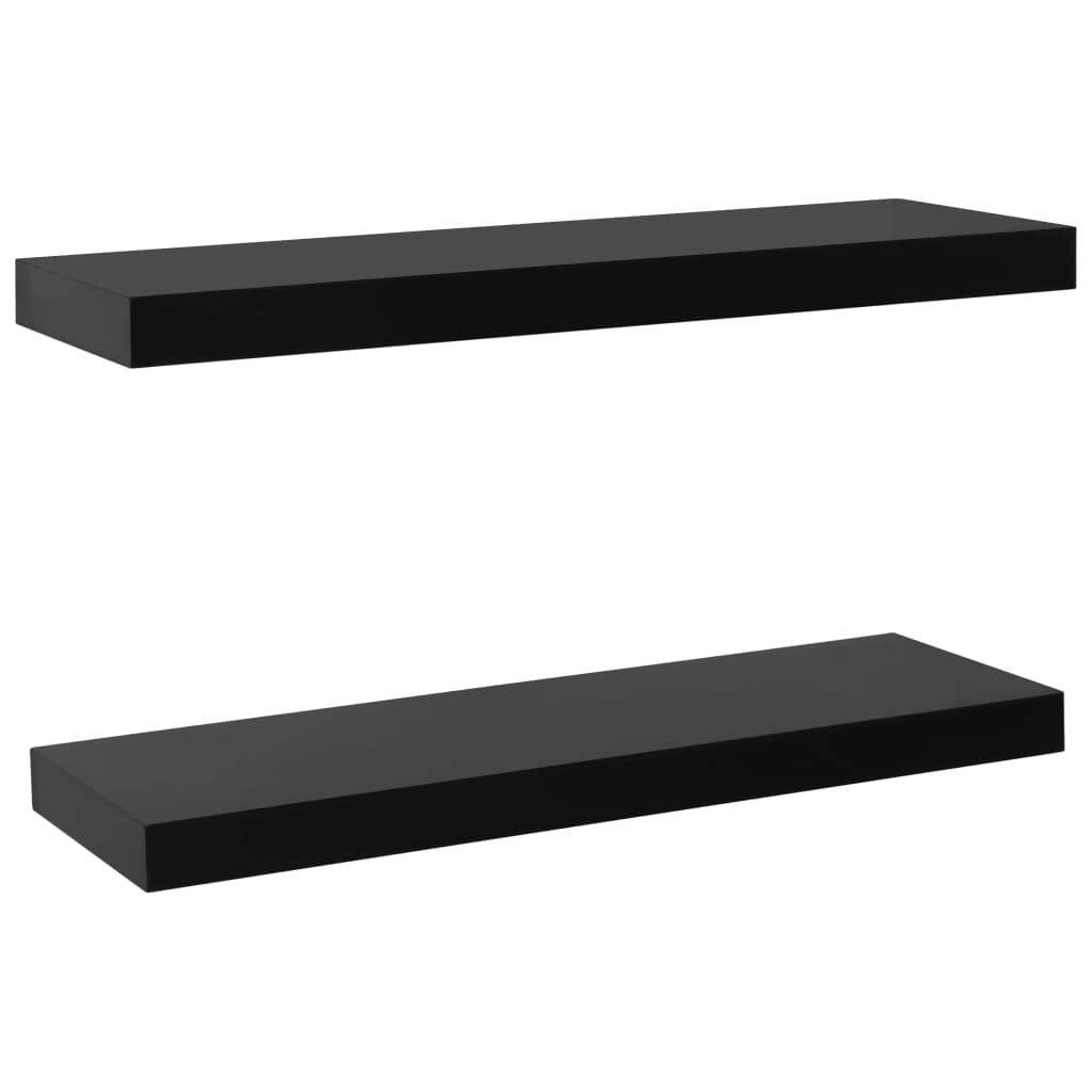 vidaXL Floating Wall Mounted Shelves Set of 2, Black, Ideal for Displaying Awards, Books, Collectables, Durable MDF, 23.6&quot;x7.9&quot;x1.5&quot;