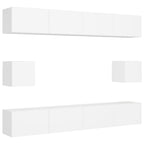 vidaXL TV Stand Set 6 Piece Home Indoor Entertainment Center Hanging HiFi Plasma Cabinet Stereo TV Stand Unit Furniture White Engineered Wood
