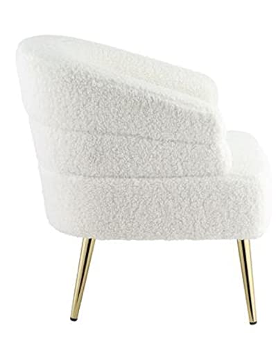 Acme Trezona Fabric Upholstered Accent Chair in White Faux Sherpa