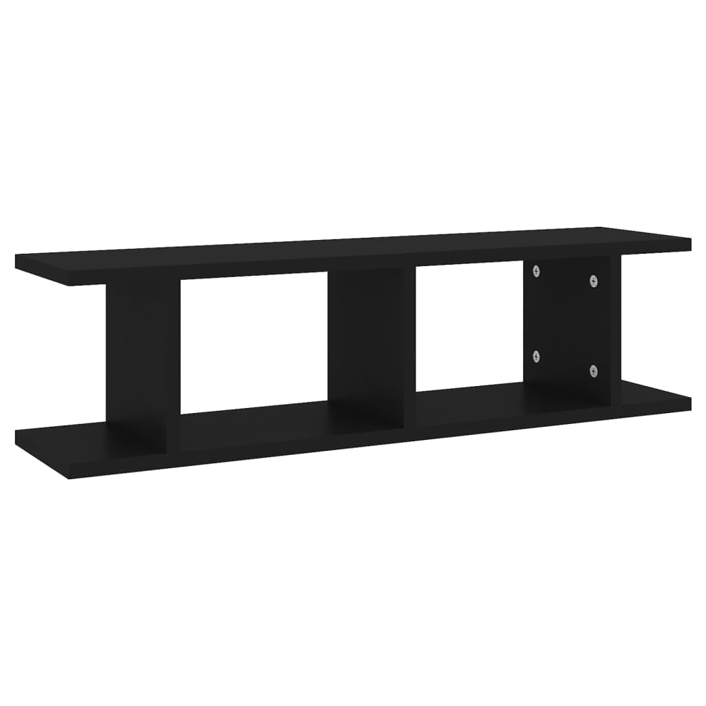 vidaXL Wall Shelves 2 pcs Black 30.7&quot;x7.1&quot;x7.9&quot; Engineered Wood