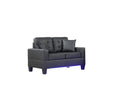Genesis 55.5W Black PVC Fabric Loveseat with LED Lights, USB Charger, Tufted Cushions