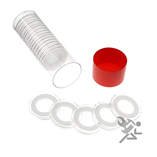 (1) Airtite Coin Holder Storage Container & (20) White Ring 20Mm Air-Tite Coin Holder Capsules For 1/4Oz Gold Maple Leaf And Shi