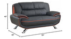 HomeRoots Decor 40-inch Sleek Black Leather Loveseat