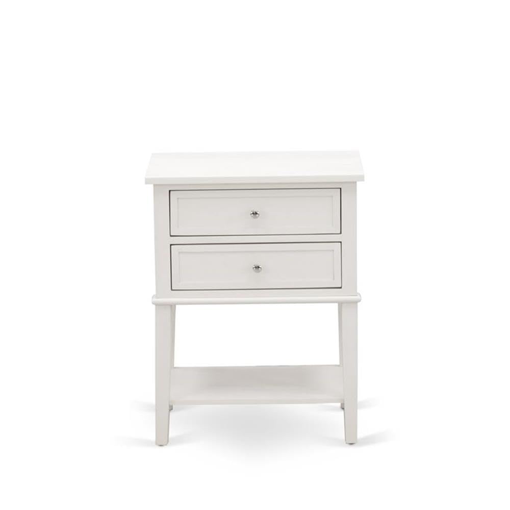 East West Furniture FN08Q-1VL0C 2-Piece Fannin Queen Bedroom Set with 1 Queen Bedframe and a Small End Table - Reliable and Sturdy Manufacturing - Mist Beige Linen Fabric