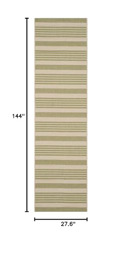Safavieh Courtyard Collection 2'3' X 12' Beige/Sweet Pea Cy6062 Stripe Indoor/ Outdoor Patio Backyard Mudroom Runner Rug