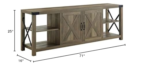 Acme Abiram 2-Door Wooden TV Stand with Compartments in Rustic Oak