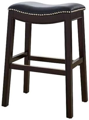 New Ridge Home Goods Julian Barstool With Black Faux Leather Seat -Like New