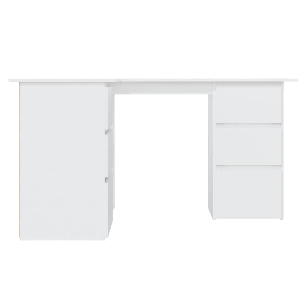 vidaXL Corner Desk White 57.1"x39.4"x29.9" Chipboard