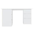 vidaXL Corner Desk White 57.1"x39.4"x29.9" Chipboard