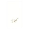 Caspari White Pearl & Gold Paper Linen Boxed Guest Towel Napkins in Letter A - Two Packs of 24