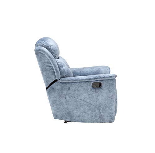 Acme Mariana Fabric Tufted Reclining Loveseat with Console in Silver Blue