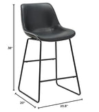 Neos Modern Furniture Black PU 26''H Bar Stool with Metal Leg, Set of 2
