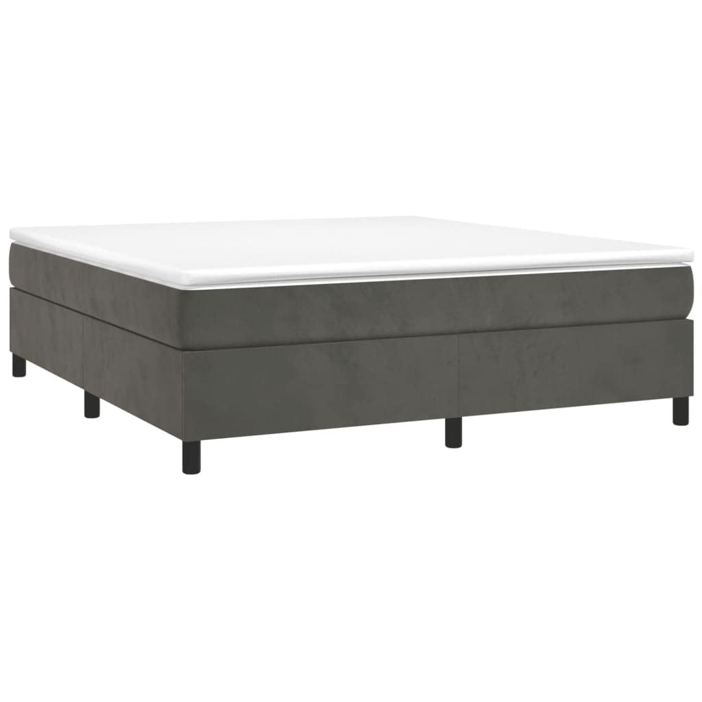 vidaXL King Sized Velvet Box Spring Bed Frame - Modern Style, Dark Gray, Simple Assembly Required, 81.1&quot;x76&quot;x13.8&quot;