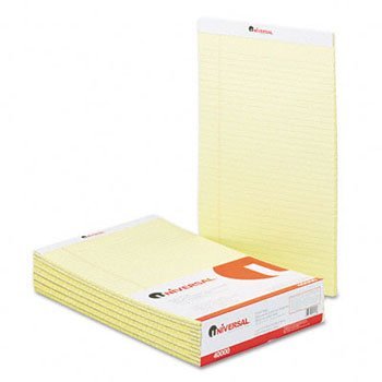 Universal Office Products 40000 Perforated Edge Writing Pad, Legal/Margin Rule, Legal, Canary, 50-Sheet, Dozen