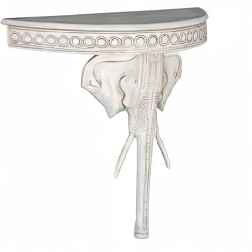 International Caravan Furniture Piece Windsor Carved Exotic Elephant Wall Table