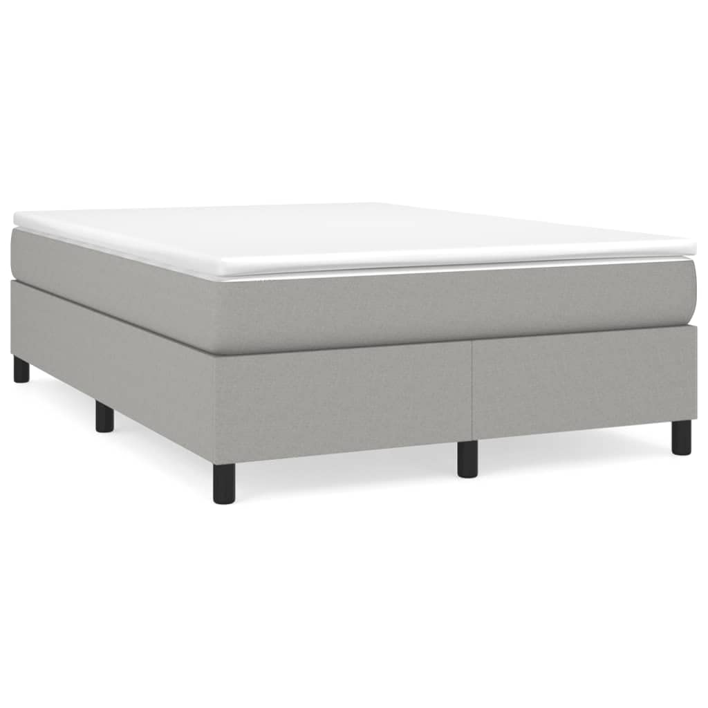 vidaXL Modern Queen Size Box Spring Bed Frame with Light Gray Fabric Upholstery, Engineered Wood, and Plywood Construction