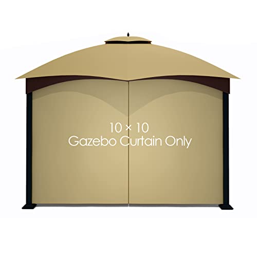 Tanxianzhe Gazebo Replacement Privacy Curtain With Zipper Outdoor Universal Privacy Panel Sidewall For 10' X 10' Gazebo (Khaki)