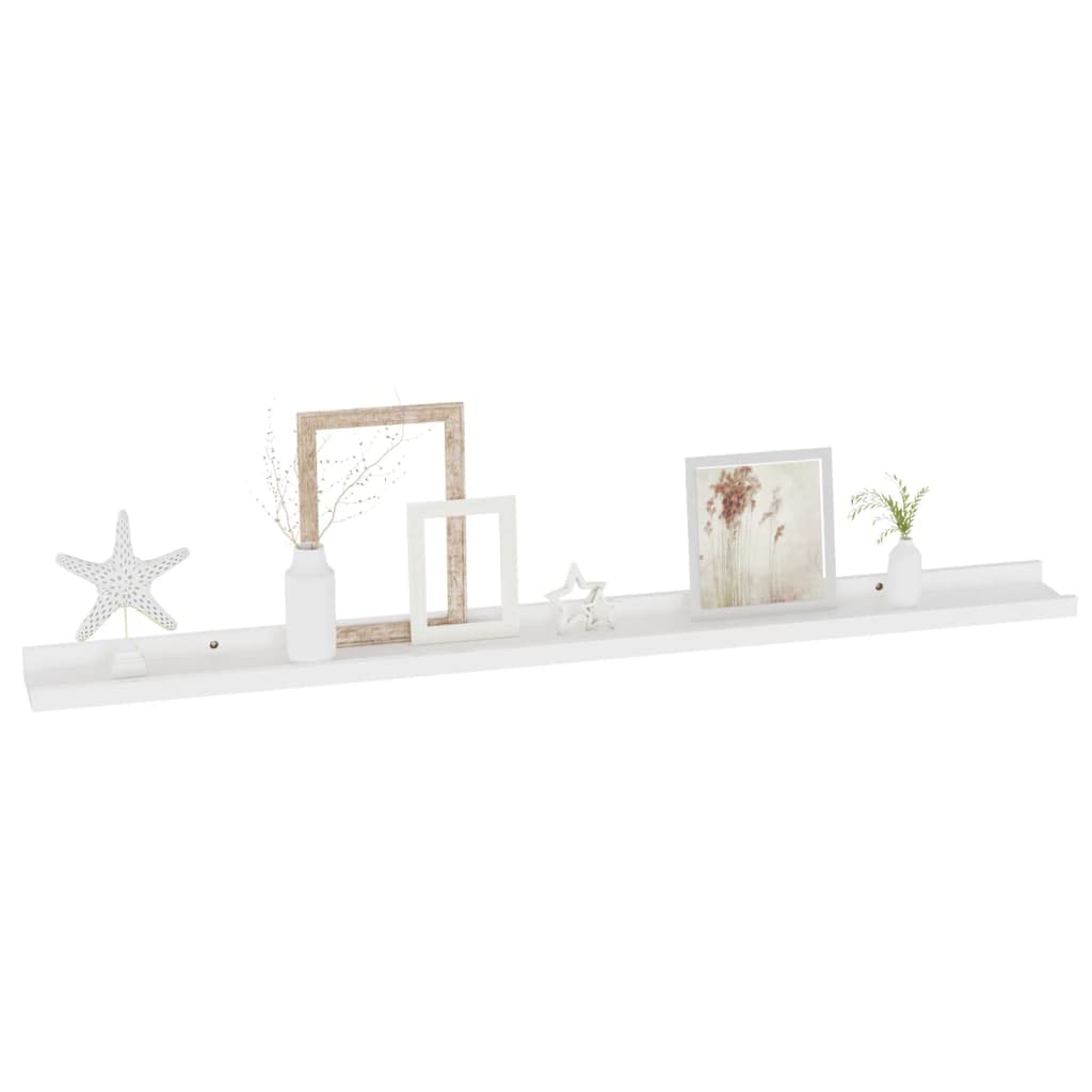 vidaXL Modern Wall-Mounted Shelves - White MDF - Set of 2 - Versatile and Space-Saving - Size 39.4&quot;x3.5&quot;x1.2&quot;