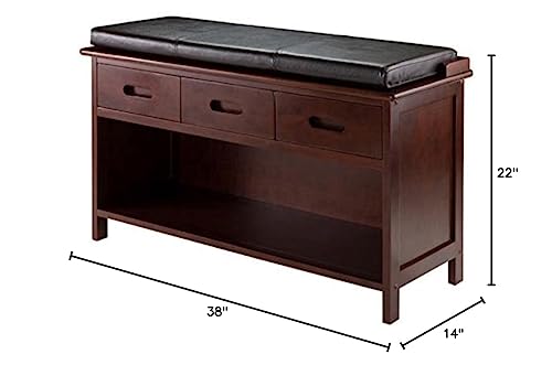 Ergode Adriana Storage Bench | Comfortable Seating | Ample Storage Space | Walnut Finish | 3 Drawers (94306-VV)