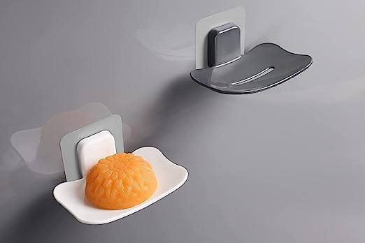 ULTRONEX 1 Pcs Soap Dish ABS Adhesive Waterproof Soap Stand for Kitchen, Bathroom Soap, Wall Mounted Soap Dish Holder with Adhe