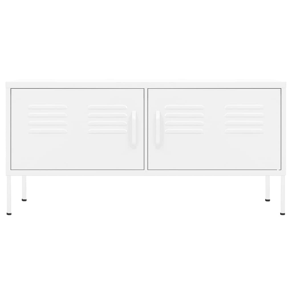 vidaXL - Durable Steel TV Stand/Cabinet with Adjustable Height and in-Built Cable Management, White