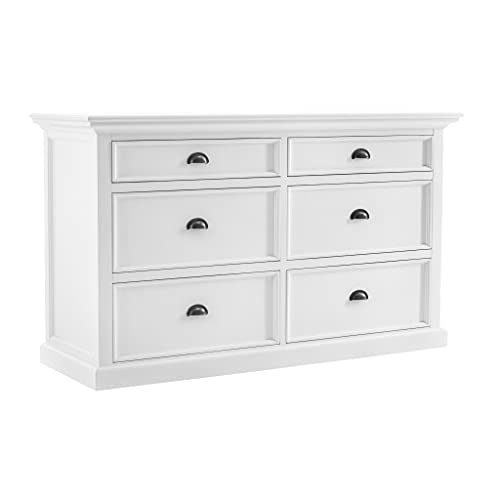 HomeRoots Mahogany, MDF Modern Farmhouse White Six Drawer Dresser