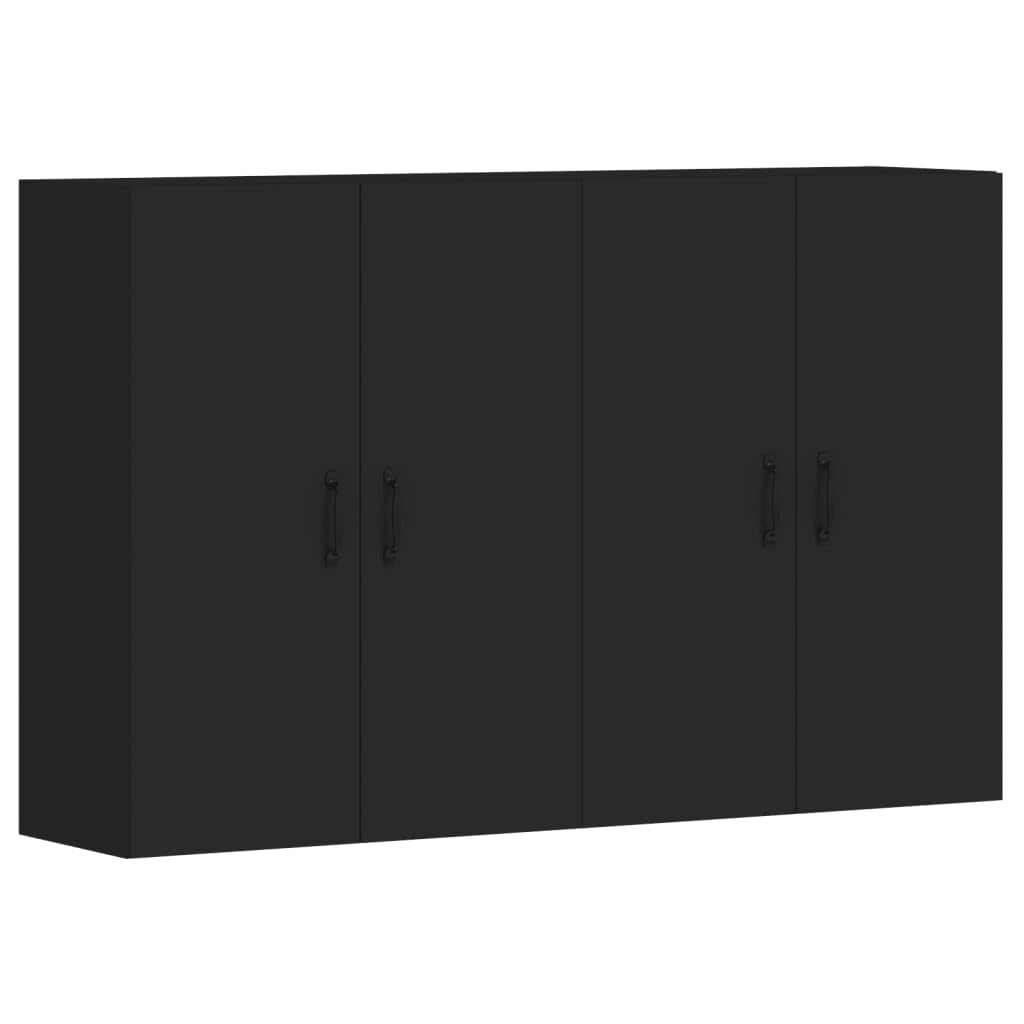 vidaXL Wall Mounted Cabinets 2 pcs, Bathroom Cabinet with Storage, Cupboard for Living Room, Wall Cabinet, Industrial Style, Black Engineered Wood