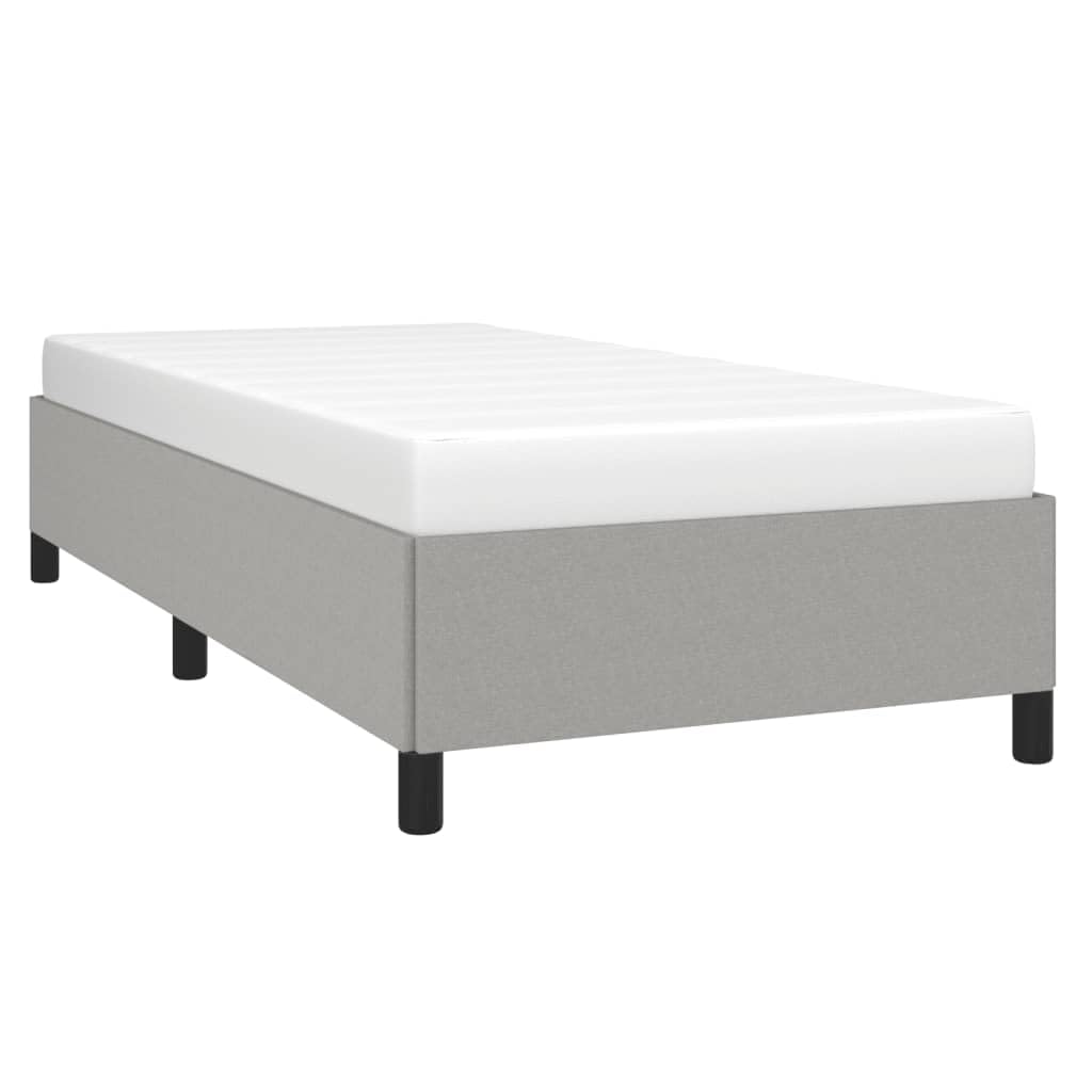 vidaXL Twin Bed Frame - Modern Light Gray Fabric Design with Plywood and Engineered Wood Construction, Suitable for 39.4"x74.8" Mattress