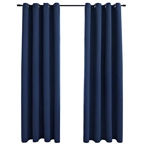 vidaXL 2X Blackout Curtain with Rings Window Blind Covering Drape Drapery Interior Privacy Bedroom Living Room Navy Blue 54&quot;x95&quot; Fabric