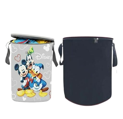Raj Bag Non Woven Waterproof Foldable Laundry Basket with Handle (Grey with Black)