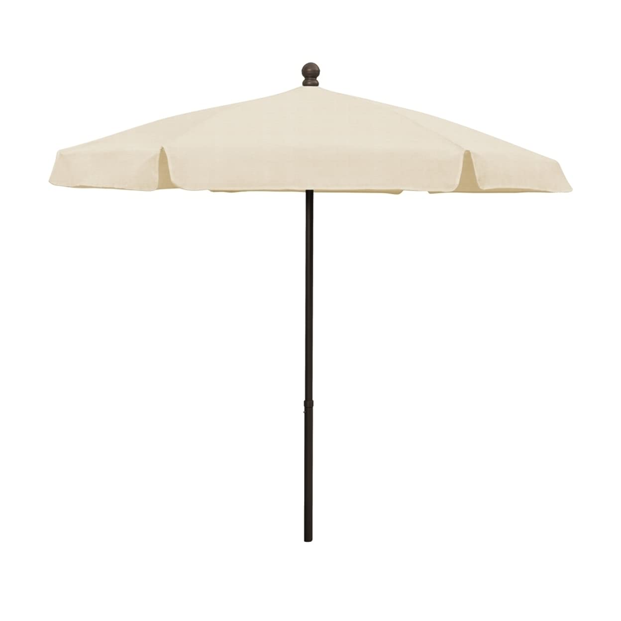 Fiberbuilt 7.5' Hex Garden Patio Umbrella 6 Rib Push Up Champagne Bronze with Natural Vinyl Coated Weave Canopy