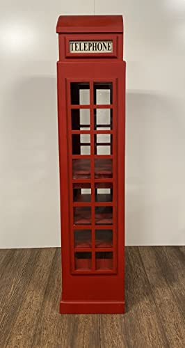 HomeRoots Vintage Red Wooden Phone Booth Bar Cabinet