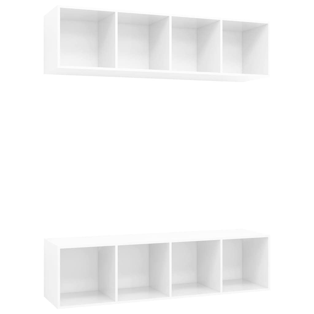 Vidaxl Wall-Mounted High Gloss White Tv Stands In Engineered Wood For Versatile Arrangement, With Ample Storage Space