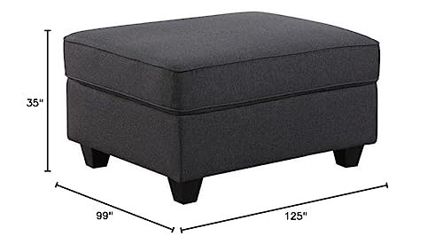 Lilola Home Cooper Dark Gray Linen 8Pc Reversible L-Shape Sectional Sofa with Ottomans and Cupholder
