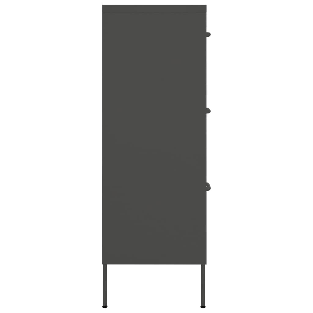 vidaXL Anthracite Drawer Cabinet - Industrial-Style Steel Storage Unit with 6 Drawers, Fully Extendable - Compact and Easy to Clean – 31.5"x13.8"x40"