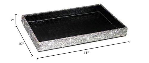 Bestblingbling Classic Bling Rhinestone Jewelry Or Makeup Storage Box Organizer Display Storage Case For Desk Or Table(Silver)