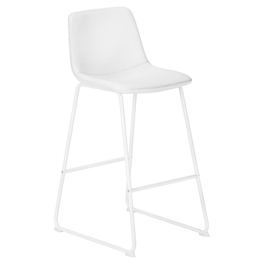 Monarch Specialties I 7750 Office Chair, Bar Height, Standing, Computer Desk, Work, Pu Leather Look, Metal, White, Contemporary, Modern