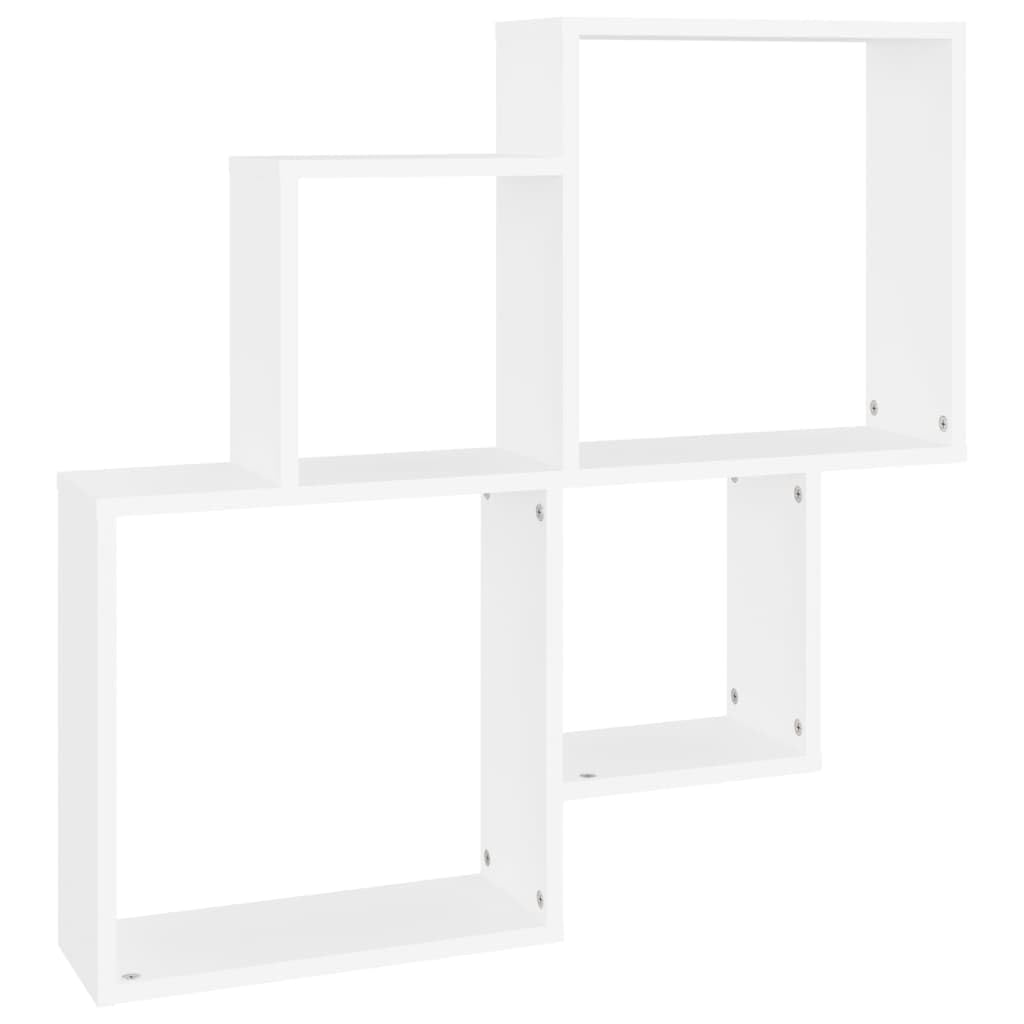 vidaXL Wall Cube Shelf Home Living Room Bedroom Furniture Set Wall-Mounted Floating Hanging Wall Display Shelf Wall Rack Set White Engineered Wood