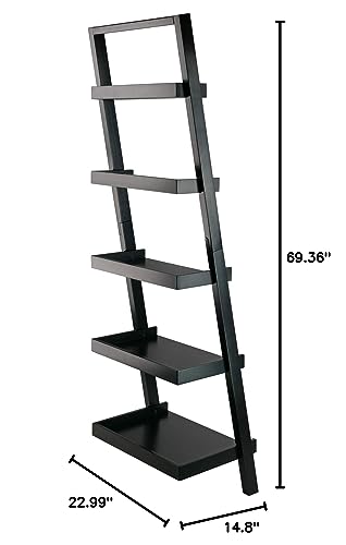 Ergode Contemporary Aaron A-Frame Shelf - 30.1' Width, 12.1' Depth - Solid Wood Frame - 3-Tier Design - 50 lbs Load Capacity - Sleek Black Finish (29553-VV)