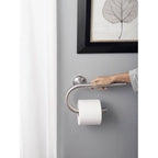 Moen Brushed Nickel Bathroom Safety 8-Inch Wall Mounted Grab Bar With Integrated Toilet Paper Holder, Lr2352Dbn