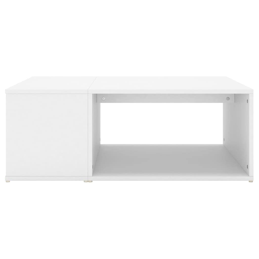 vidaXL White Engineered Wood Coffee Table - Stylish Rectangular Side Sofa Table for Living Room, Bedroom with 2 Shelves, Easy to Assemble - 35.4"x26.4"x13"