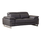 HomeRoots Dark Gray 31" Tasteful Dark Grey Leather Loveseat