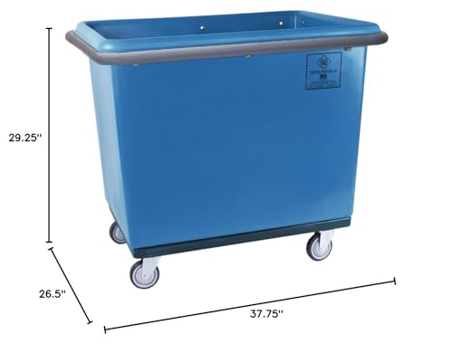 R&B Wire Products 4608B-Ptb 8 Bushel Poly Bumper Truck All Swivel Casters, Blue - 37.75 X 26.5 X 29.25 In.