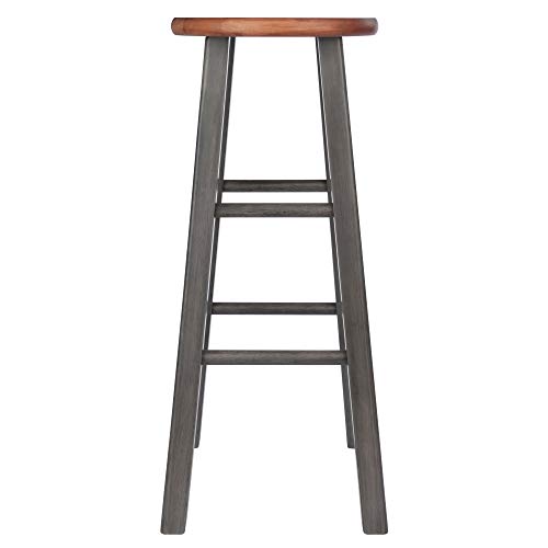 Ergode Wood Ivy Bar Stool - Rustic Teak & Gray | Farmhouse Charm | Solid Wood