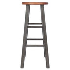 Ergode Wood Ivy Bar Stool - Rustic Teak & Gray | Farmhouse Charm | Solid Wood