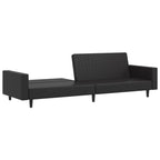 vidaXL Black Faux Leather Convertible 2-Seater Loveseat/Sofa Bed - Modern Twin Sleeper Couch for Office, Living Room, Spacer-Saver Furniture